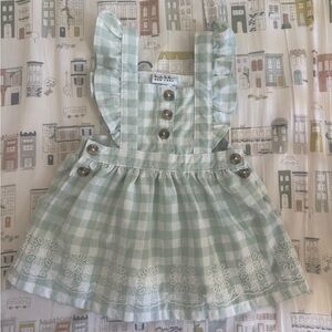 Nicole Miller Sage Green Gingham Baby Dress